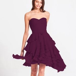 Strapless Violet Chiffon Short Bridesmaid Dress